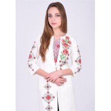 Embroidered cardigan "Poppies Luxury" white/pink